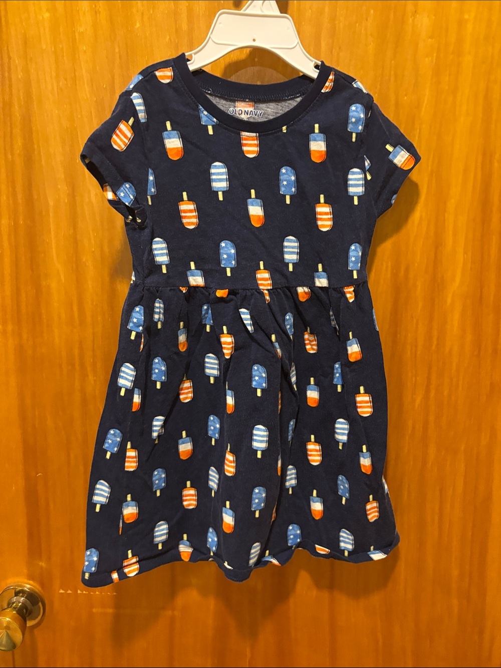 Old Navy Navy Popsicle-Print Cotton Dress with Red & White Accents